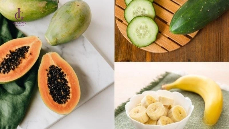 Đu đủ, chuối và dưa chuột