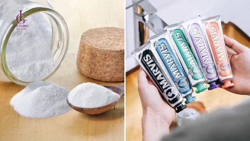 baking soda và kem đánh răng