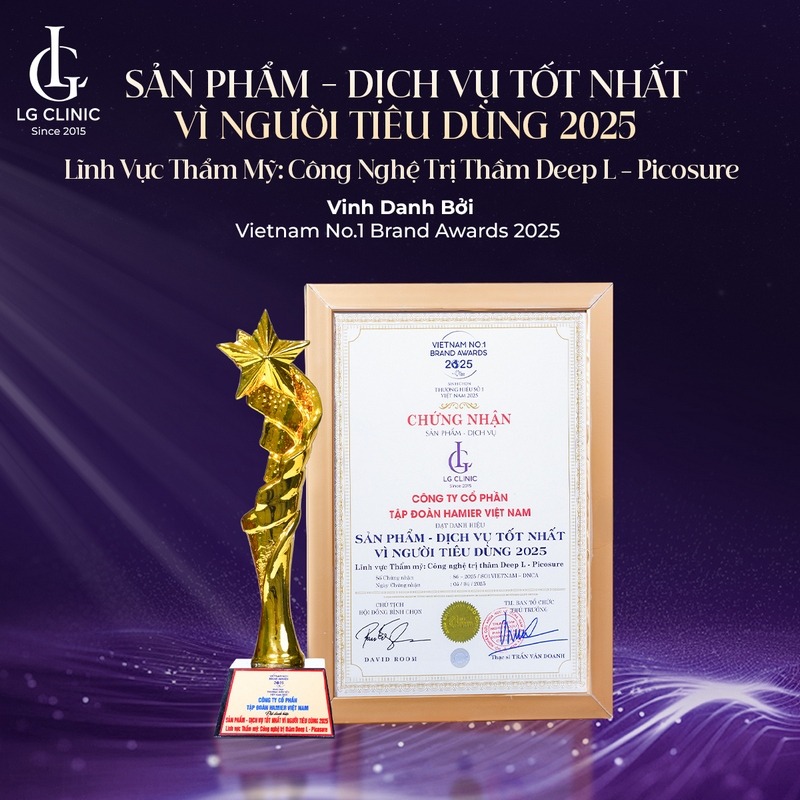 Công nghệ xoá thâm Deep L-Picosure của LG Clinic đạt danh hiệu “Sản phẩm - Dịch vụ tốt nhất vì người tiêu dùng 2025”