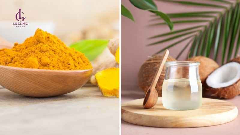 dầu dừa và tinh bột nghệ