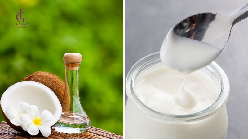 trị thâm mụn bằng sữa chua và dầu dừa
