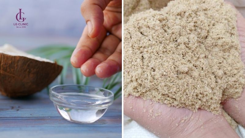 Cám gạo và dầu dừa