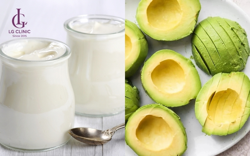 đắp mặt nạ sữa chua và bơ