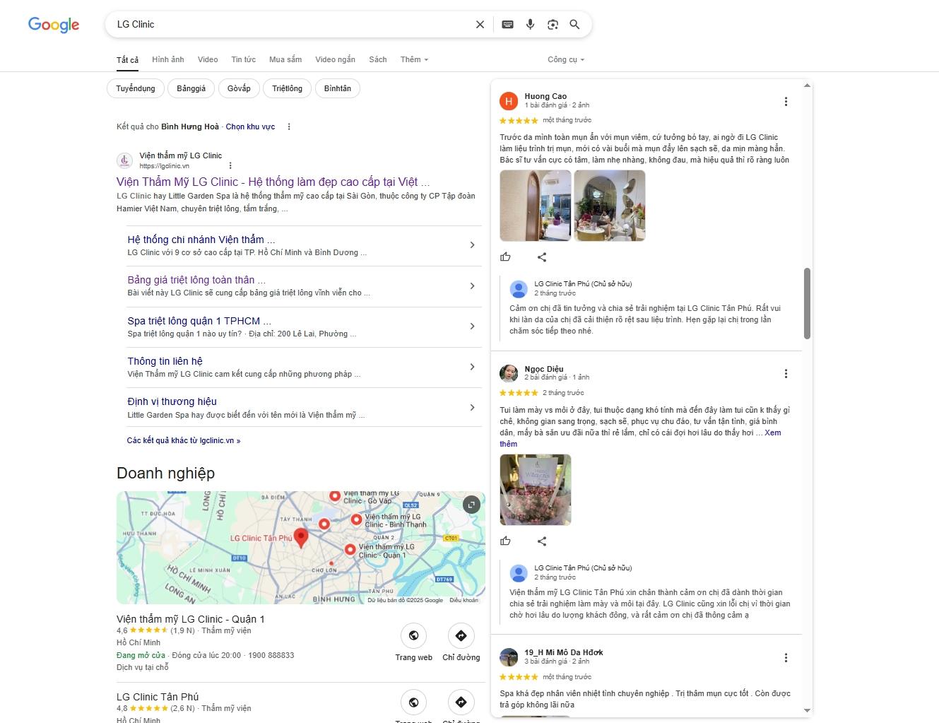 review spa lg clinic trị thâm mụn