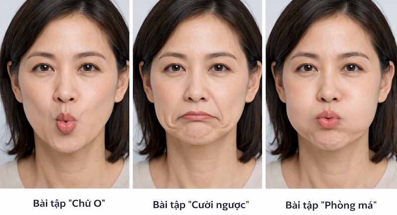 bài tập xoá nếp nhăn khóe miệng