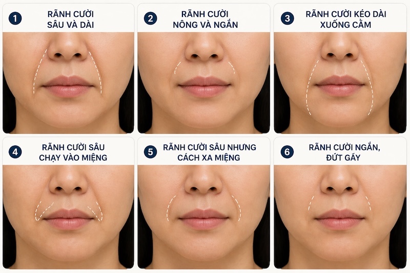 các dáng rãnh cười