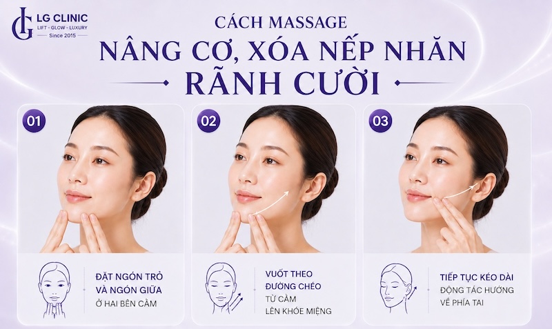 cách massage xoá nếp nhăn rãnh cười