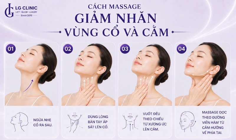cách massage xoá nếp nhăn cổ