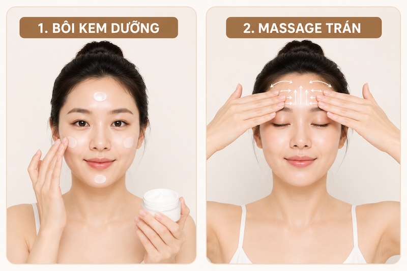 massage xoá nhăn trán