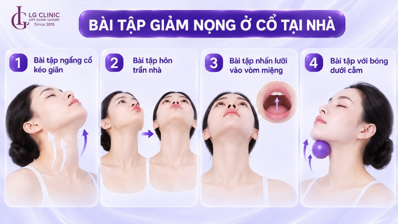 Cách giảm nọng cổ tại nhà với các bài tập