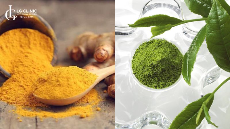 trị mụn và vết thâm bằng bột trà xanh