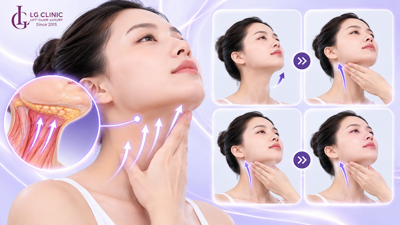 Massage giảm nọng cằm bằng mu bàn tay