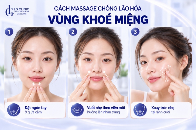 Cách mát xa da mặt chống lão hóa vùng khóe miệng
