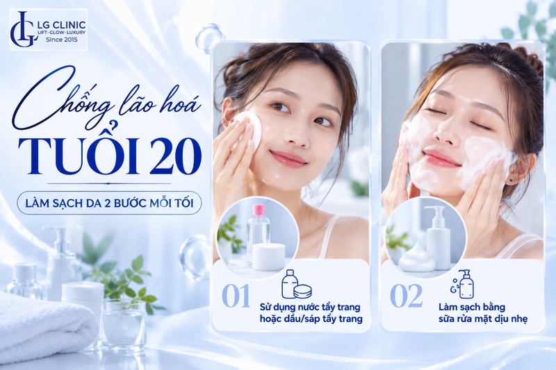 Làm sạch da chống lão hóa da tuổi 20