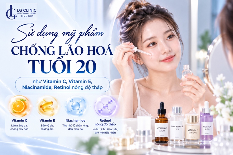 Sử dụng mỹ phẩm phù hợp tránh lão hóa tuổi 20