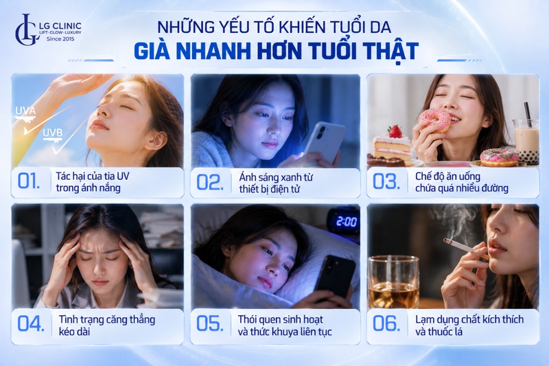 Những nguyên nhân khiến da lão hóa