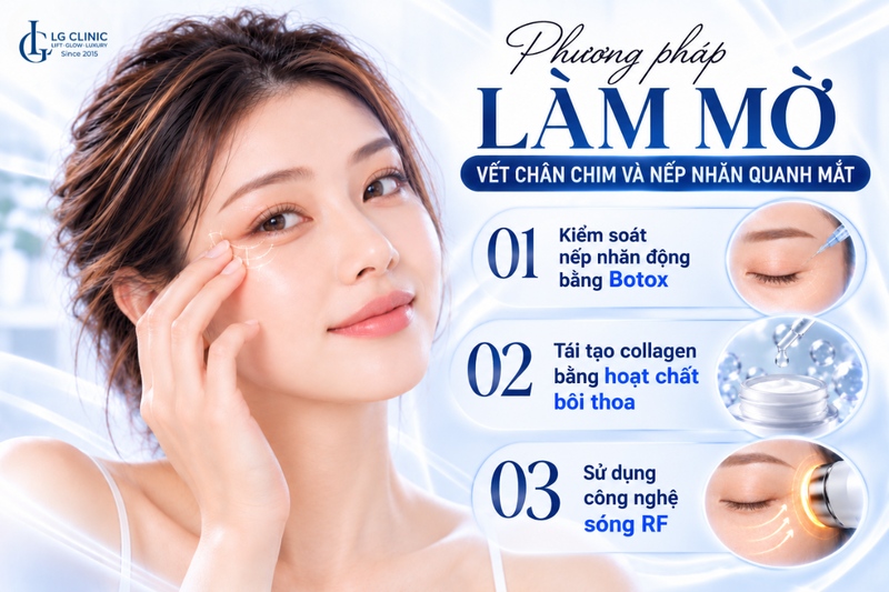 Botox, hoạt chất bôi thoa và sóng RF giúp chống lão hóa vùng mắt