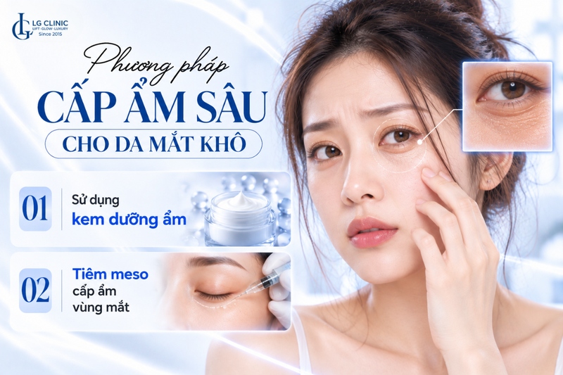Kem dưỡng ẩm và tiêm meso giúp chăm sóc da vùng mắt chống lão hóa