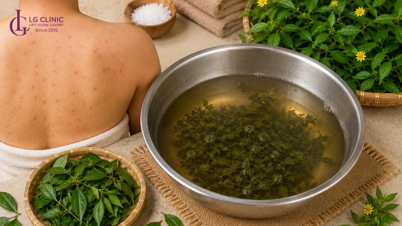 Tắm lá gì trị mụn lưng