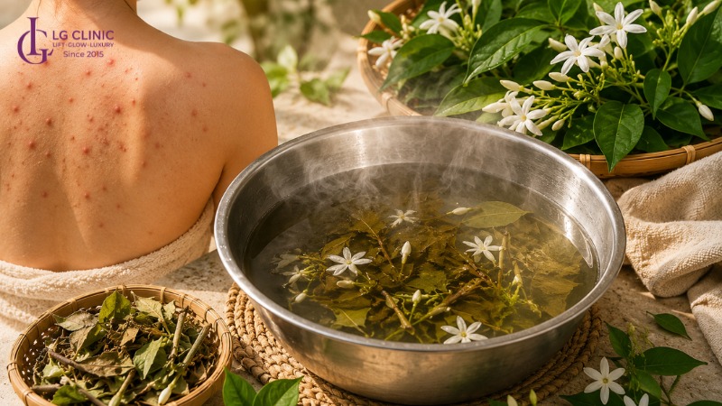 Tắm lá gì trị mụn lưng